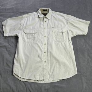 Vintage Eddie Bauer Mens Shirt Size Large Light Khaki‎ Rufton Twill Fly Fishing